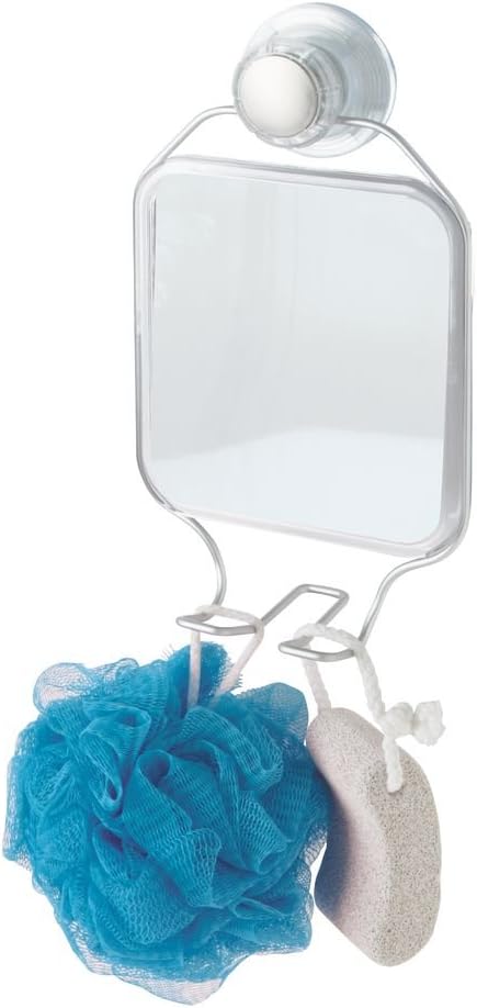 InterDesign iDesign Metro Rustproof Aluminum Suction Mirror with Hooks - Silver
