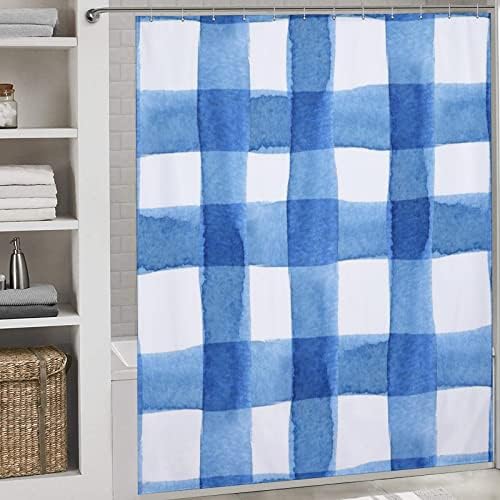Buffalo Plaid Pattern Shower Curtain with 12 Hooks
