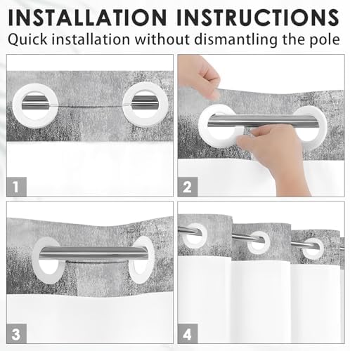 Nesphy Modern 71x74 Inch White Grey Shower Curtain Set