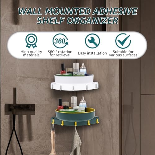 2 Pcs Corner Shower Caddy with 360 Rotating Design