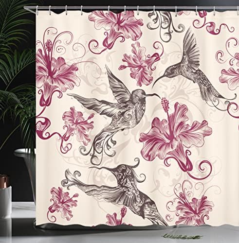 Ambesonne Hummingbirds Shower Curtain Set with Hooks 69 x 75