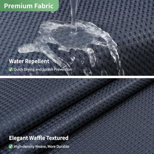 Eachope Stall No Hook Shower Curtain Set Navy Waffle Weave