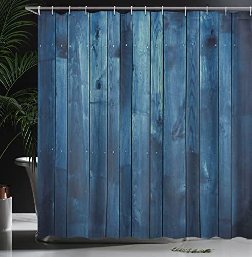 Ambesonne Dark Blue Shower Curtain Set with 12 Hooks 1
