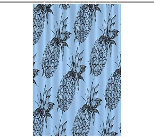 Pineapple Yellow Shower Curtain with 12 Hooks