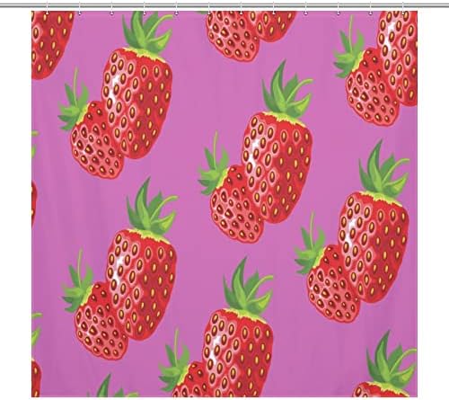 Adorable Strawberry Pink Shower Curtain Set 72x72inch