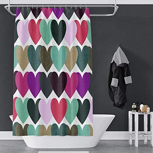 OERJU 65x72inch Colorful Heart Shower Curtain