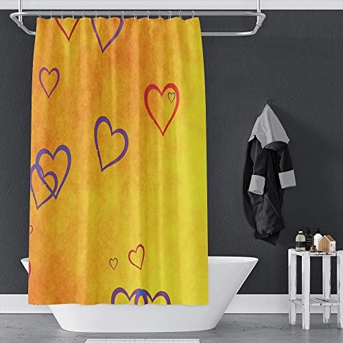 OERJU 60x72inch Red Purple Heart Shower Curtain Set