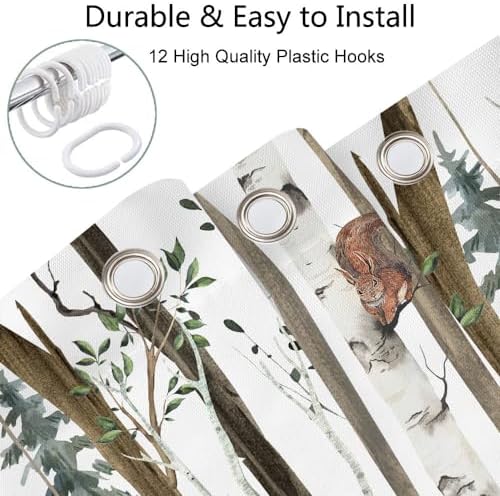 JAWO Rustic Forest Shower Curtain Set with Hooks 36X72 Inch
