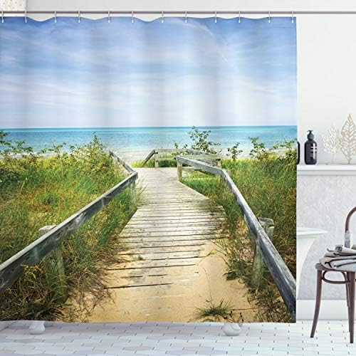 Ambesonne Seaside Shower Curtain Set with Hooks