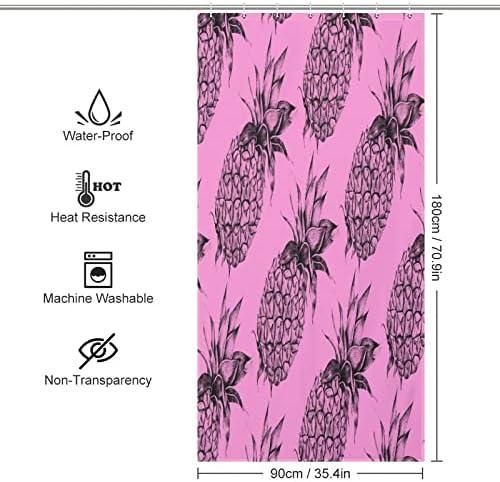 Pineapple Yellow Funny Shower Curtain with 12 Hooks