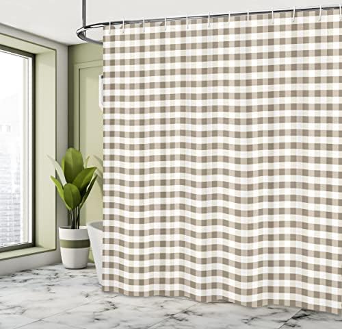 Ambesonne Checkered Shower Curtain - Dusk White 69x70