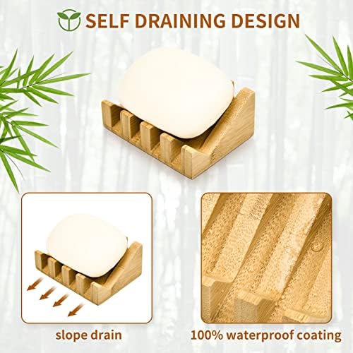 SUBEKYU Bamboo Soap Dish with Slope Drainage