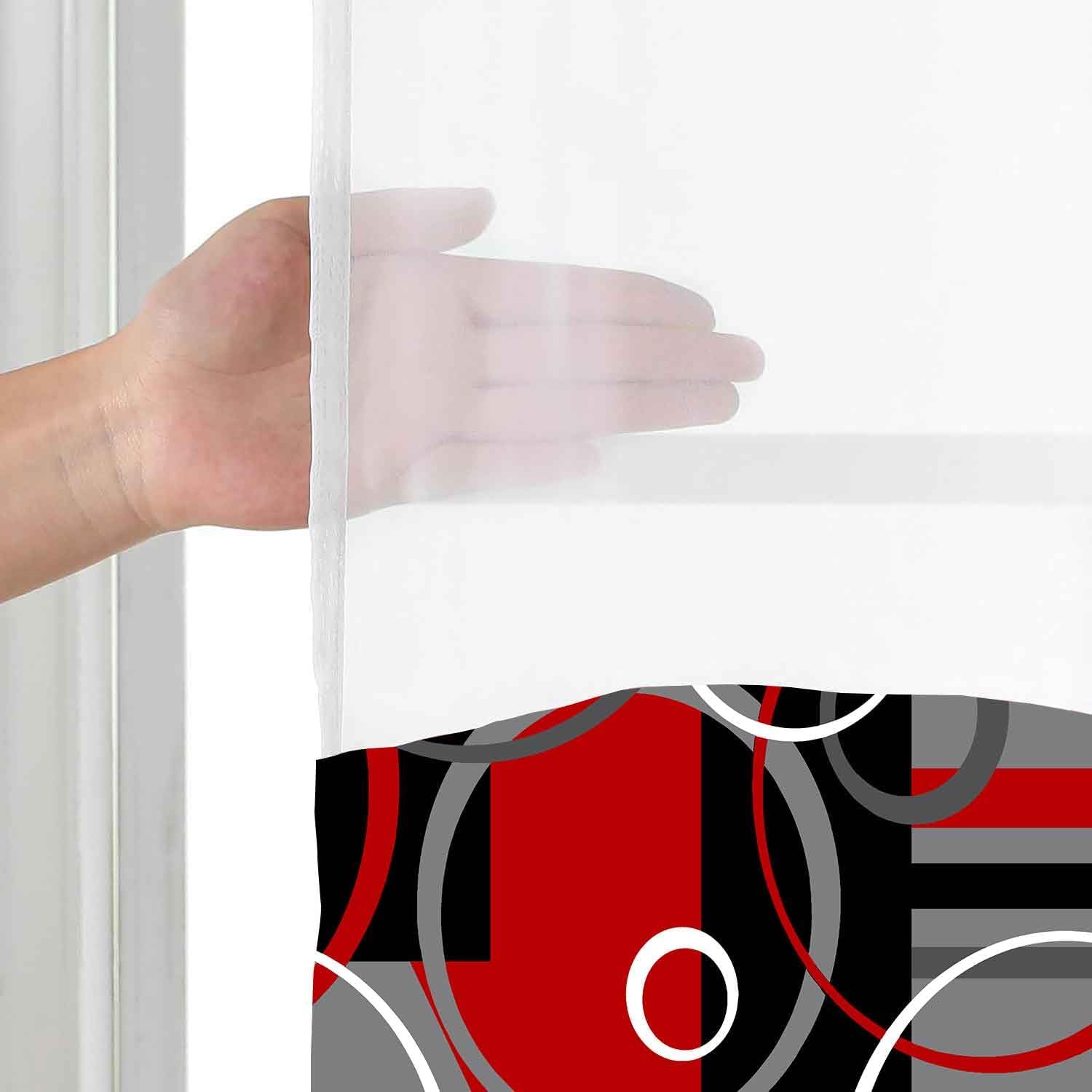 Gdmoon No Hook Geometric Plaid Shower Curtain Set