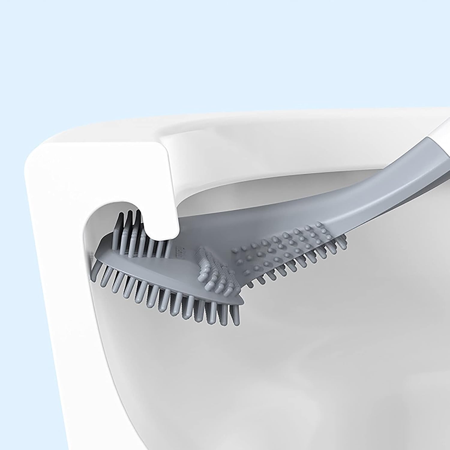 Long Handle Silicone Toilet Brush with Holder Set