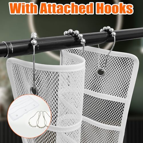 2 or 3 Pcs 7 Pockets Mesh Shower Caddy with Hooks