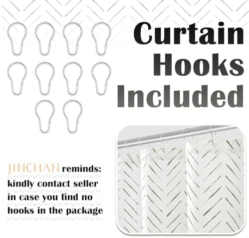 Jinchan Small Stall Black and White Shower Curtain with 7 Hooks 1