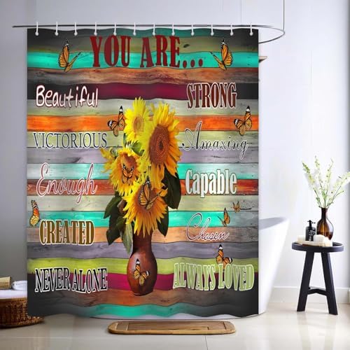 Yieldeer Inspirational Sunflower Shower Curtain