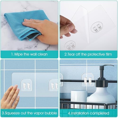 Tatibana 15 Pack Clear Adhesive Hooks for Shower Racks