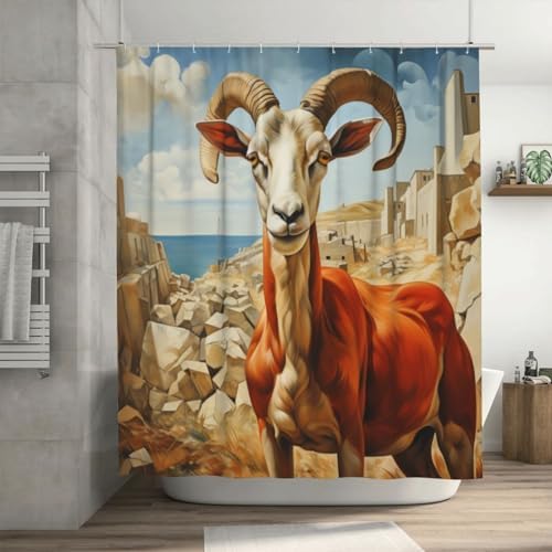 DAOWANGZUO Sheep Shower Curtain Set 72x72in with 12 Hooks 1