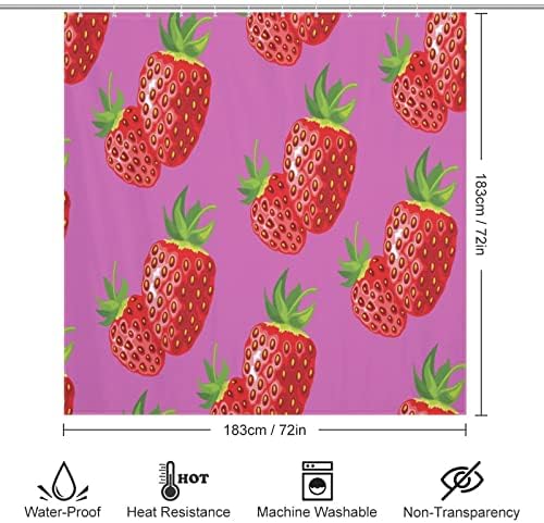 Adorable Strawberry Pink Shower Curtain Set 72x72inch