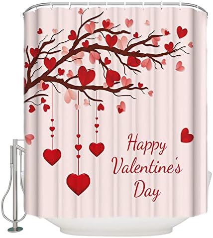 BestLives Valentines Day Waterproof Shower Curtain with Hooks 36x72inch