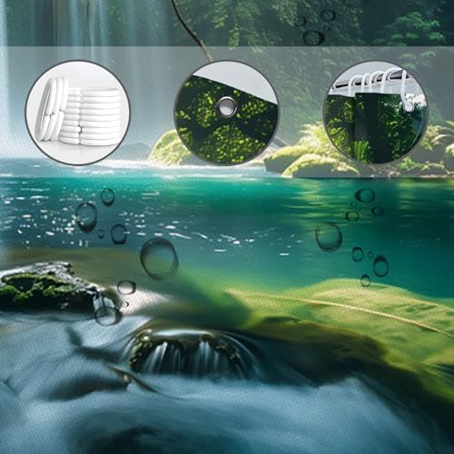Tropical Rainforest Shower Curtain with Hooks 70x70 Inch