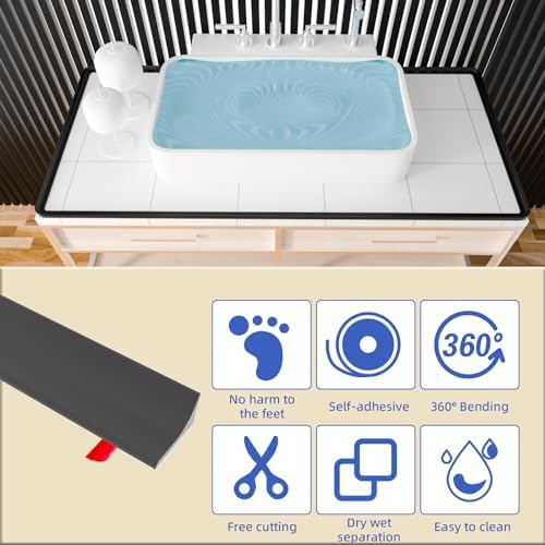 Symyda Collapsible Shower Water Dam Barrier Black 08M