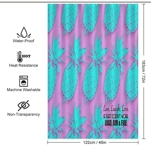 Pineapple Shower Curtain with 12 Hooks 48x72 Inch