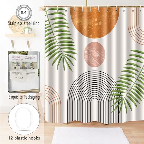 Boho Sage Green 72x72 Shower Curtain Set with 12 Hooks