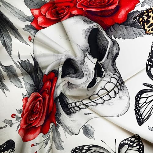 Gothic Skull Floral Shower Curtain 70x70 Inch