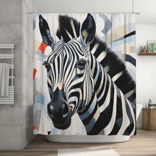 DAOWANGZUO Zebra Shower Curtain Set 72x72in