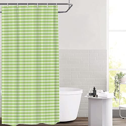 Apple Green Plaid Decor Shower Curtain 36x72 Inch