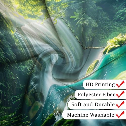 Tropical Rainforest Shower Curtain with Hooks 70x70 Inch