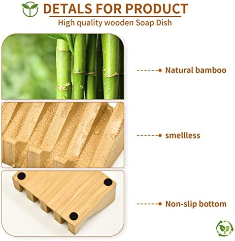 SUBEKYU Bamboo Soap Dish with Slope Drainage