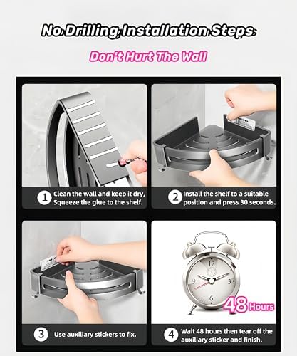 2 Pack Corner Shower Caddy with Hooks and Storage