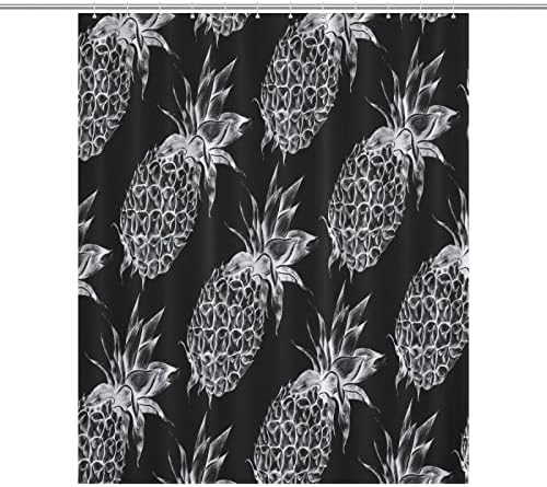 Pineapple Yellow Shower Curtain with 12 Hooks 1
