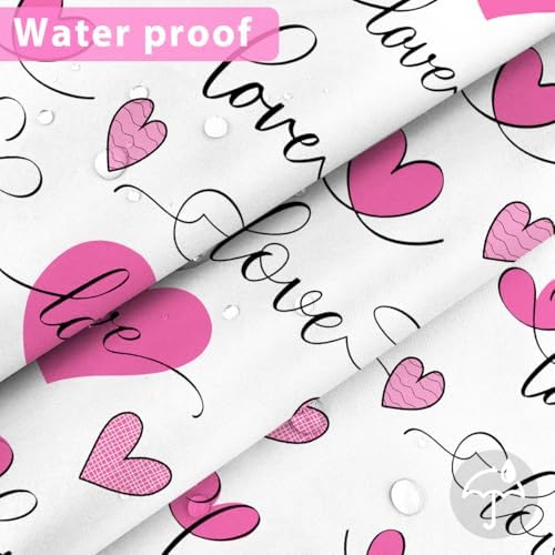 Modern Pink Heart Shower Curtain Set with 12 Hooks