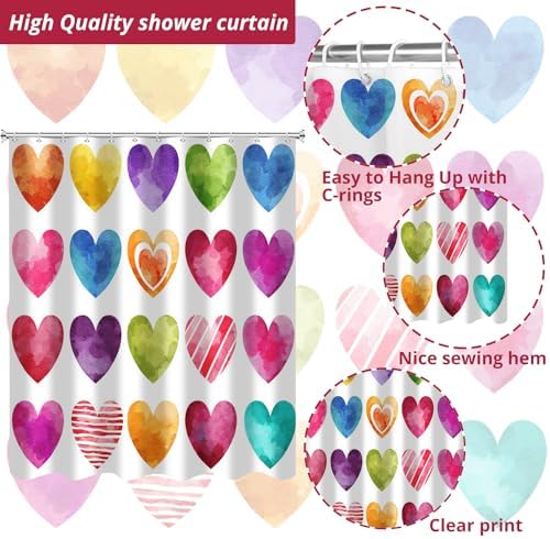 Valentines Day Shower Curtain with Hearts Design