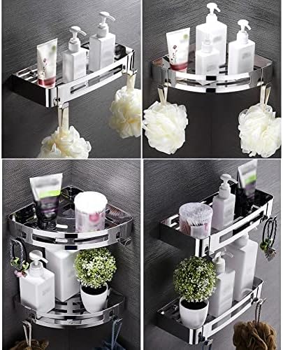 Stainless Steel Wall Mount Shower Caddy with No Drilling Option