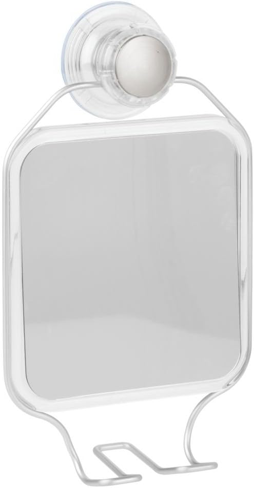 InterDesign iDesign Metro Rustproof Aluminum Suction Mirror with Hooks - Silver