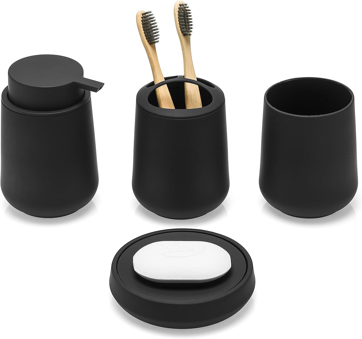 Matte Black Bathroom Accessories 4-Piece Set