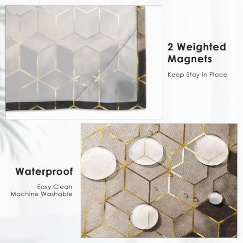 Britown Geometric Brown Gold Shower Curtain Set with Snap-in Liner