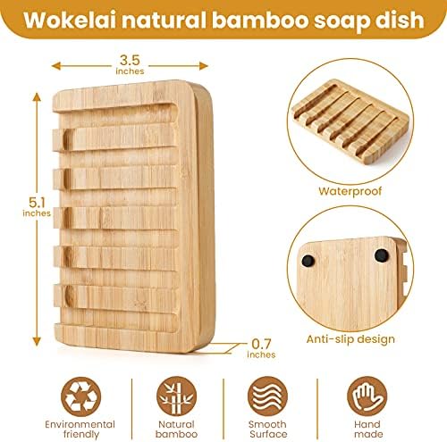 Bamboo Shampoo Bar Holder 2PCS Self Draining Soap Dish