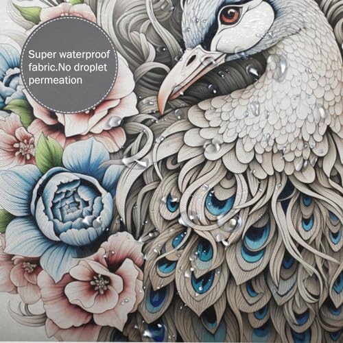 DAOWANGZUO White Peacock Shower Curtain Set