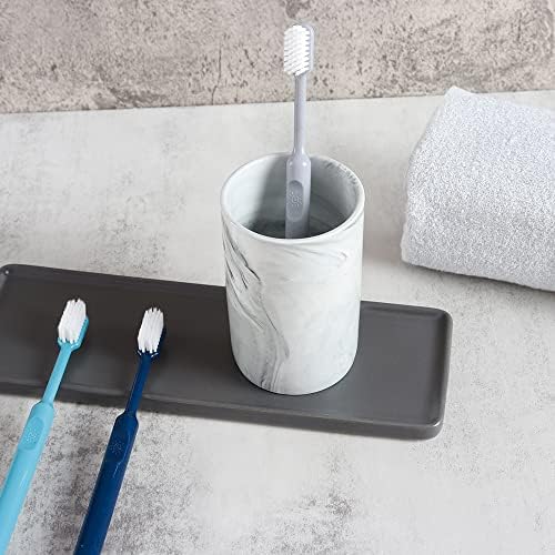 Wongwongcat Ceramic Toothbrush Holder with Marble Pattern - 300ml Grey