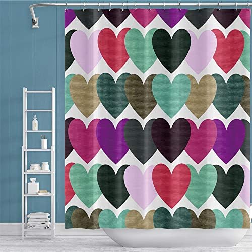OERJU 65x72inch Colorful Heart Shower Curtain