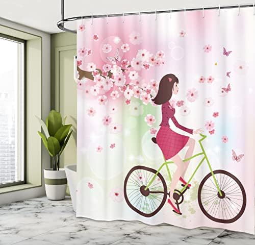 Ambesonne Pink Shower Curtain with Hooks 69x84