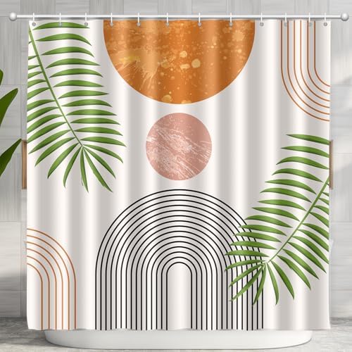 Boho Sage Green 72x72 Shower Curtain Set with 12 Hooks
