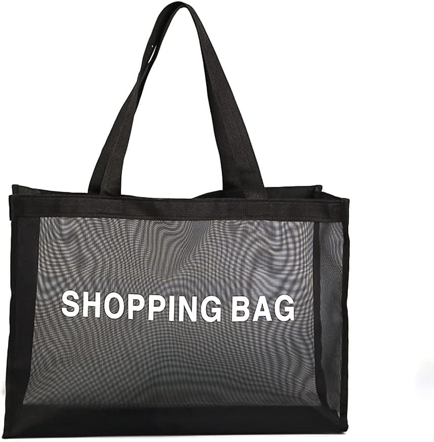 Black Portable Mesh Shower Caddy Quick Dry Tote Bag
