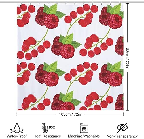 Strawberry Pattern Shower Curtain Set 72x72 Inch Waterproof